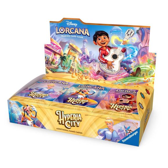 Release Date:10/23/2026
<p><strong>Disney Lorcana TCG: Hyperia City Booster Display</strong> brings players and collectors into a vibrant new setting filled with music, adventure, and familiar Disney characters. Hyperia City introduces new cards and strategies to Disney Lorcana while featuring the debut of Disney and Pixar’s Coco, making this booster display an exciting choice for expanding collections, upgrading decks, and discovering new favorite glimmers.</p>

<p>Each factory-sealed display contains 24 H