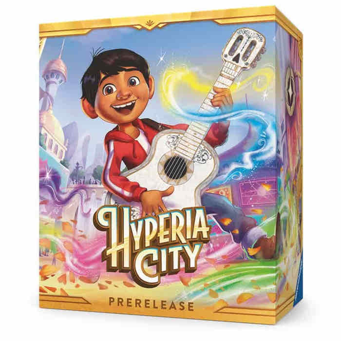Release Date: 10/23/2026
<p><strong>Disney Lorcana TCG: Hyperia City – Prerelease Kit</strong> gives players an early way to explore the Hyperia City set and jump into Pack Rush gameplay at their local game store. Each kit includes six booster packs for building and expanding your collection, along with a randomized promotional card selected from six possible promos.</p>

<p>The Hyperia City Prerelease Kit includes 6 booster packs, 1 randomized promo card, 4 damage dice, 1 city map, 1 paper storage box, and