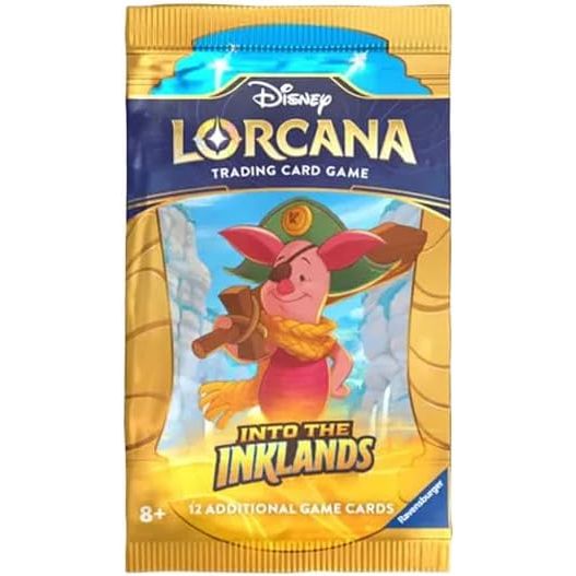 Each Disney Lorcana: Into the Inklands Booster Pack contains 12 random cards.
Contents:
• 6 common cards
• 3 uncommon cards
• 2 rare, super rare, or legendary cards
• 1 foil card (random rarity level)