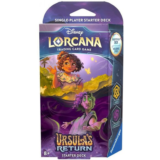 This product is a Presale item with an estimated shipping date of 5/31/2024.
To play Disney Lorcana TCG, each player will need a deck of sixty cards. Ready-to-play starter decks contain a preconstructed deck with a specific card list. If you’re new to trading card games, or if you want to experience the game with a deck designed and tested by Team Lorcana, this is a good place to start.
Contents:
• 1 starter deck of 60 cards, including 2 foil cards of the characters on the package front
• 11 game tokens
• 1