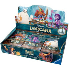 Release Date: 11/25/2024
Each Disney Lorcana: Azurite Sea Booster Box contains 24 booster packs with each booster pack containing 12 cards.
Embark on a high-seas adventure! Aboard great ships you and your glimmers will venture through the beautiful, yet unpredictable, Azurite Sea.
For the first time, you can add character from Big Hero 6 and Rescue Rangers to your trusty crew. It’s a good thing they’re in your boat as they help you stave off others traversing the waves like coconut-clad pirates, wily swashb