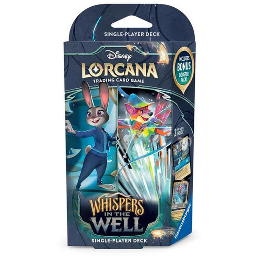 Release Date: 11/14/2025

To play Disney Lorcana, each player will need a deck of sixty cards. Ready-to-play starter decks contain a preconstructed deck with a specific card list. If you’re new to trading card games, or if you want to experience the game with a deck designed and tested by Team Lorcana, this is a good place to start.
Contents:
• 1 starter deck of 60 cards, including 2 foil cards of the characters on the package front.
• 11 paper damage counters
• 1 paper playmat
• 1 paper tracker token
• 1 Q