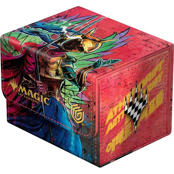 The Sidewinder 100+ Xenoskin is a high-quality TCG deck box that offers premium card protection thanks to its resistant Xenoskin material, microfiber inner lining, and strong magnetic closure, while still granting easy and convenient access to the deck inside. The deck boxes are printed in full color with officially licensed artworks from Magic: The Gathering's upcoming set "Aetherdrift". The Sidewinder 100+ Xenoskin is optimized to hold 100 double-sleeved or 120 single-sleeved cards in Ultimate Guard sleev