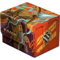 The Sidewinder 100+ Xenoskin is a high-quality TCG deck box that offers premium card protection thanks to its resistant Xenoskin material, microfiber inner lining, and strong magnetic closure, while still granting easy and convenient access to the deck inside. The deck boxes are printed in full color with officially licensed artworks from Magic: The Gathering's upcoming set "Aetherdrift". The Sidewinder 100+ Xenoskin is optimized to hold 100 double-sleeved or 120 single-sleeved cards in Ultimate Guard sleev