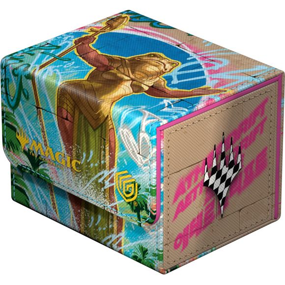 The Sidewinder 100+ Xenoskin is a high-quality TCG deck box that offers premium card protection thanks to its resistant Xenoskin material, microfiber inner lining, and strong magnetic closure, while still granting easy and convenient access to the deck inside. The deck boxes are printed in full color with officially licensed artworks from Magic: The Gathering's upcoming set "Aetherdrift". The Sidewinder 100+ Xenoskin is optimized to hold 100 double-sleeved or 120 single-sleeved cards in Ultimate Guard sleev