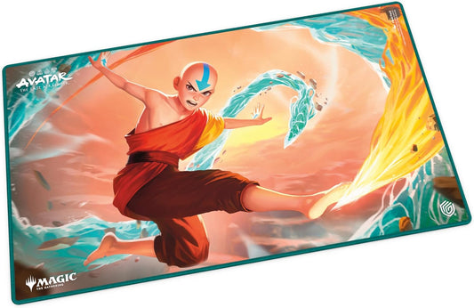 The 61x35cm Play-Mat protects cards and sleeves while playing and improves the gaming experience thanks to its anti-slip underside, while the stitched edges guarantee an even longer service life. The top side of the Play-Mat is printed with officially licensed artworks from Magic: The Gathering's upcoming set Avatar: The Last Airbender.