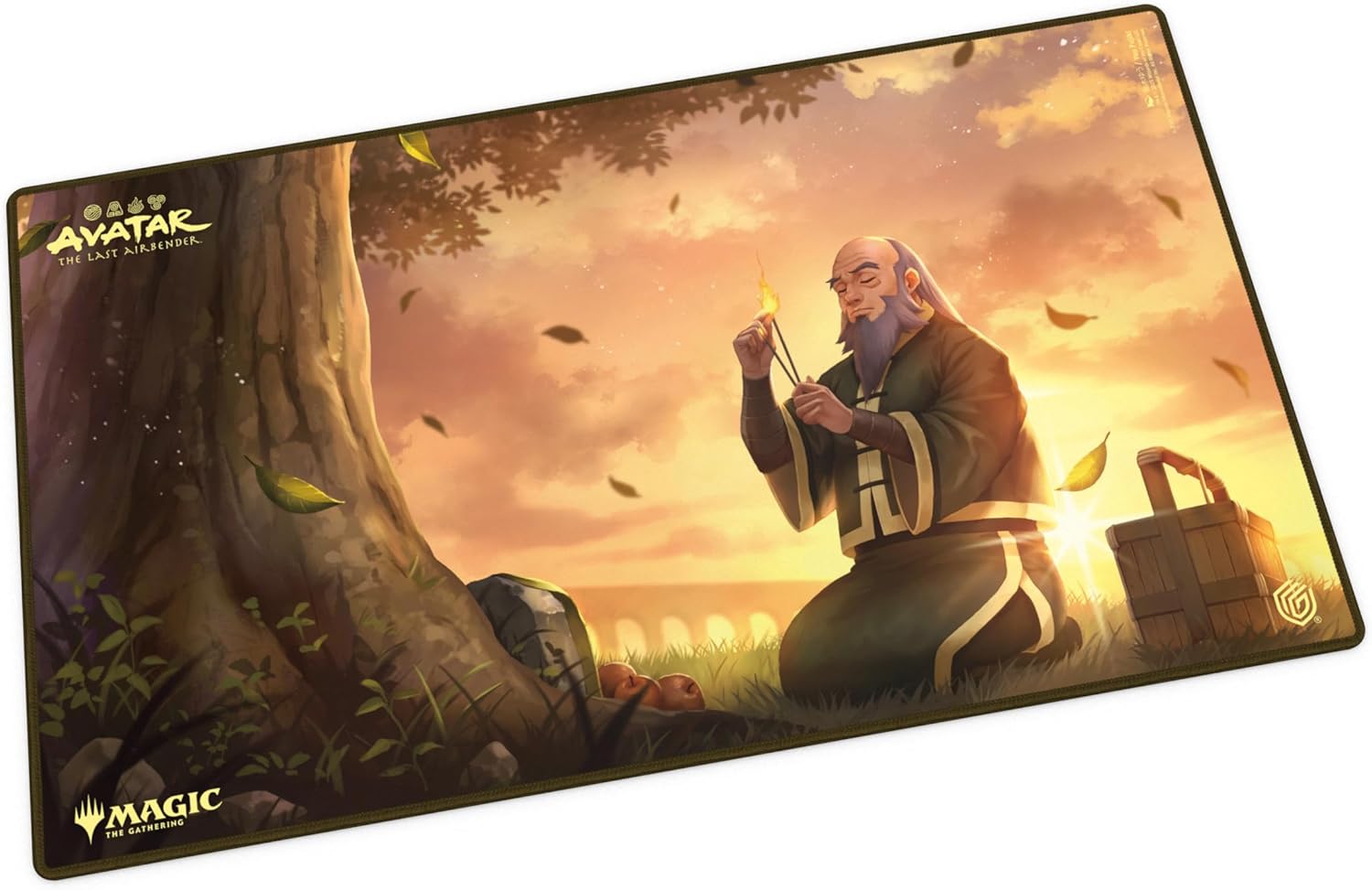 The 61x35cm Play-Mat protects cards and sleeves while playing and improves the gaming experience thanks to its anti-slip underside, while the stitched edges guarantee an even longer service life. The top side of the Play-Mat is printed with officially licensed artworks from Magic: The Gathering's upcoming set Avatar: The Last Airbender.