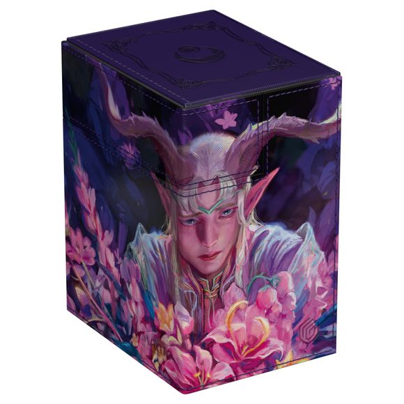 The Flip'n'Tray 133+ Xenoskin is a high-quality TCG deck box that offers premium card protection thanks to its resistant Xenoskin material, microfiber inner lining, and strong magnetic closure. The deck box has an integrated and removable accessory tray for dice that can be accessed independently and is printed in full color with officially licensed artworks from Magic: The Gathering's upcoming set "Lorwyn Eclipsed". The Flip'n'Tray 133+ Xenoskin is optimized to hold 133 double-sleeved or 160 single-sleeved