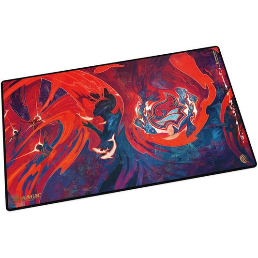 The 61x35cm Playmat protects cards and sleeves while playing and improves the gaming experience thanks to its anti-slip underside, while the stitched edges guarantee an even longer service life. The top side of the Playmat is printed with officially licensed artworks from Magic: The Gathering’s upcoming set "Secrets of Strixhaven".