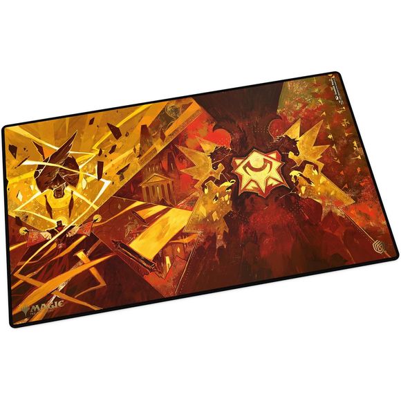 The 61x35cm Playmat protects cards and sleeves while playing and improves the gaming experience thanks to its anti-slip underside, while the stitched edges guarantee an even longer service life. The top side of the Playmat is printed with officially licensed artworks from Magic: The Gathering’s upcoming set "Secrets of Strixhaven".