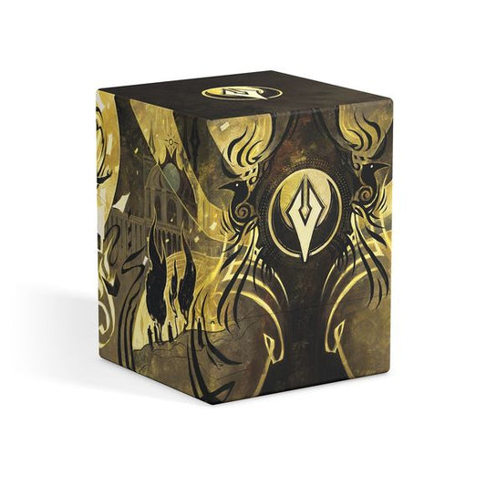 The Boulder 100+ is a durable and rigid deck box with a secure closure that can hold up to 100 double-sleeved or 120 single-sleeved cards in Ultimate Guard Sleeves. Return to Earth is made from 100% recycled packaging.