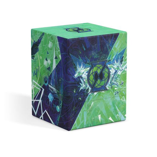 The Boulder 100+ is a durable and rigid deck box with a secure closure that can hold up to 100 double-sleeved or 120 single-sleeved cards in Ultimate Guard Sleeves. Return to Earth is made from 100% recycled packaging.
