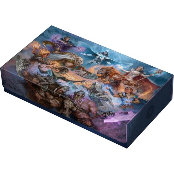 The Omnihive 1000+ Xenoskin is designed to hold multiple deck boxes, dice and/or play-mats at once with the help of two flexibly positioned magnetic trays. The deck case, made of the popular and resistant Xenoskin material and printed with officially licensed art from Magic: The Gathering’s upcoming set "Reality Fracture", is also the perfect choice for storing a larger collection of individual cards (up to 1000 double-sleeved). The Omnihive 1000+ Xenoskin’s inside is made of an elegant microfiber inner lin