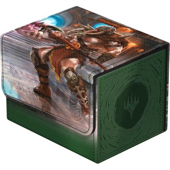 The Sidewinder 100+ Xenoskin is a high-quality TCG deck box that offers premium card protection thanks to its resistant Xenoskin material, microfiber inner lining, and strong magnetic closure, while still granting easy and convenient access to the deck inside. The deck boxes are printed in full color with officially licensed artworks from Magic: The Gathering's upcoming set "Reality Fracture". The Sidewinder 100+ Xenoskin is optimized to hold 100 double-sleeved or 120 single-sleeved cards in Ultimate Guard