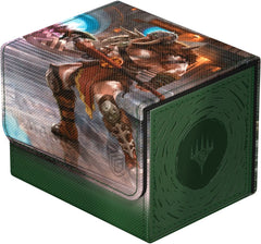 The Sidewinder 100+ Xenoskin is a high-quality TCG deck box that offers premium card protection thanks to its resistant Xenoskin material, microfiber inner lining, and strong magnetic closure, while still granting easy and convenient access to the deck inside. The deck boxes are printed in full color with officially licensed artworks from Magic: The Gathering's upcoming set "Reality Fracture". The Sidewinder 100+ Xenoskin is optimized to hold 100 double-sleeved or 120 single-sleeved cards in Ultimate Guard