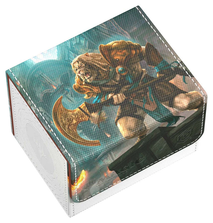 The Sidewinder 100+ Xenoskin is a high-quality TCG deck box that offers premium card protection thanks to its resistant Xenoskin material, microfiber inner lining, and strong magnetic closure, while still granting easy and convenient access to the deck inside. The deck boxes are printed in full color with officially licensed artworks from Magic: The Gathering’s upcoming set "Reality Fracture". The Sidewinder 100+ Xenoskin is optimized to hold 100 double-sleeved or 120 single-sleeved cards in Ultimate Guard