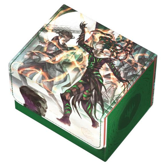 The Sidewinder 100+ Xenoskin is a high-quality TCG deck box that offers premium card protection thanks to its resistant Xenoskin material, microfiber inner lining, and strong magnetic closure, while still granting easy and convenient access to the deck inside. The deck boxes are printed in full color with officially licensed artworks from Magic: The Gathering’s upcoming set "Reality Fracture". The Sidewinder 100+ Xenoskin is optimized to hold 100 double-sleeved or 120 single-sleeved cards in Ultimate Guard