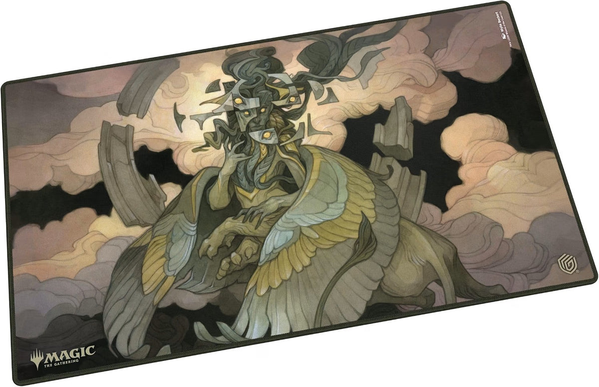 The 61x35cm Play-Mat protects cards and sleeves while playing and improves the gaming experience thanks to its anti-slip underside, while the stitched edges guarantee an even longer service life. The top side of the Play-Mat is printed with officially licensed artworks from Magic: The Gathering's upcoming set "Reality Fracture".