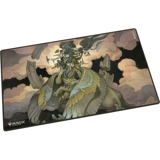 The 61x35cm Play-Mat protects cards and sleeves while playing and improves the gaming experience thanks to its anti-slip underside, while the stitched edges guarantee an even longer service life. The top side of the Play-Mat is printed with officially licensed artworks from Magic: The Gathering's upcoming set "Reality Fracture".