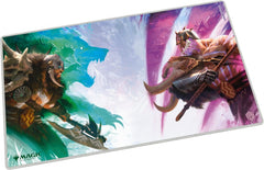 The 61x35cm Play-Mat protects cards and sleeves while playing and improves the gaming experience thanks to its anti-slip underside, while the stitched edges guarantee an even longer service life. The top side of the Play-Mat is printed with officially licensed artworks from Magic: The Gathering's upcoming set "Reality Fracture".