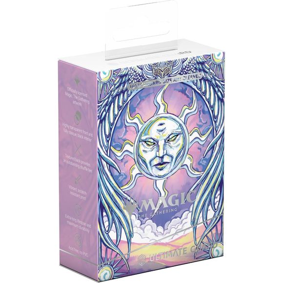 <p><strong>Ultimate Guard Art Sleeves: Magic: The Gathering Mana Token – Plains (100 Count)</strong> combine premium trading card protection with officially licensed MTG artwork inspired by white mana. Featuring vibrant Plains-themed artwork, these standard-size card sleeves offer textured backs for smooth, comfortable shuffling and crystal-clear fronts for excellent card visibility. Their fully opaque black interiors conceal card backs, while scratch-resistant printing maintains lasting visual appeal. Made