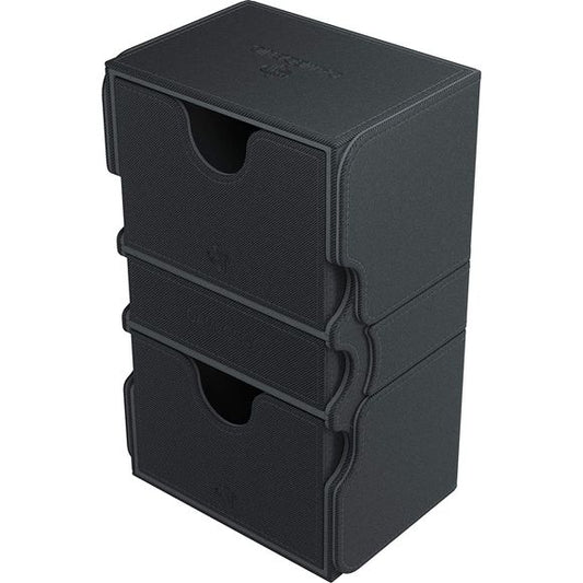 "These walls will withstand any siege." – Two removable card holders keep up to 200 double-sleeved cards in this large and extremely robust deck box. The Stronghold is covered with elegant Nexofyber material, with soft microfiber inside, and also contains an accessories drawer. Just like other Convertible products, its flaps are removable and can be clipped to the back side of the box. Powerful magnets ensure a safe closure. Completely removable, interchangeable flaps and inner card holders oer Mix & Match 