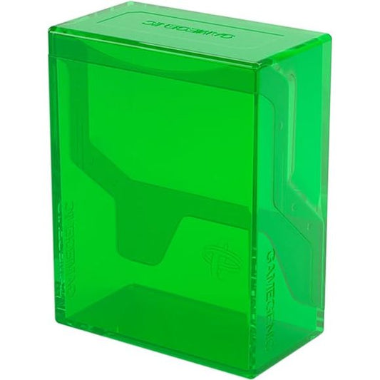 The Bastion 50+ is a very compact and rock-solid deck box to safely protect up to 45 doublesleeved cards in Thick Inner Sleeves. It is ideal for decks with 55+ double-sleeved cards in standard inner sleeves and also holds Mini Snap and Slide Card Cases as well as Cube Pockets. Due to translucent materials and smart positioning of the closing flaps, the top card is fully visible from the outside without opening the box. The innovative secure click-lock mechanism protects your deck while still allowing easy a