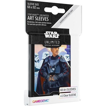 The Star Wars™: Unlimited Art Sleeves protect a full deck up to 60 standard-sized gaming cards. The sleeves are full-color printed and come in six new amazing eye-catching designs. The durable and robust Star Wars™: Unlimited Art Sleeves provide a great shuffle feel and a comfortable haptic experience and are optimized for a vast variety of TCGs and LCGs. One pack contains 60 Art Sleeves and 1 clear sleeve for the leader. The Star Wars™: Unlimited Art Sleeves can also be used for all standard-sized card gam