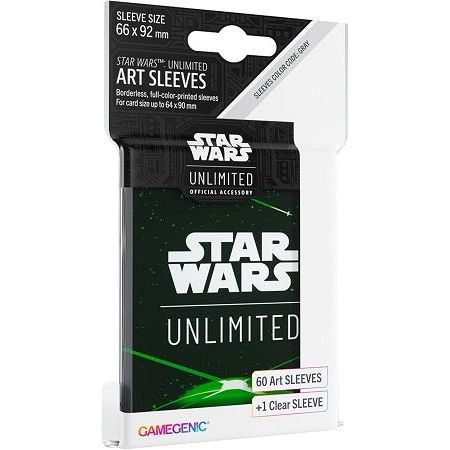 The Star Wars™: Unlimited Art Sleeves protect a full deck up to 60 standard-sized gaming cards. The sleeves are full-color printed and come in six new amazing eye-catching designs. The durable and robust Star Wars™: Unlimited Art Sleeves provide a great shuffle feel and a comfortable haptic experience and are optimized for a vast variety of TCGs and LCGs. One pack contains 60 Art Sleeves and 1 clear sleeve for the leader. The Star Wars™: Unlimited Art Sleeves can also be used for all standard-sized card gam