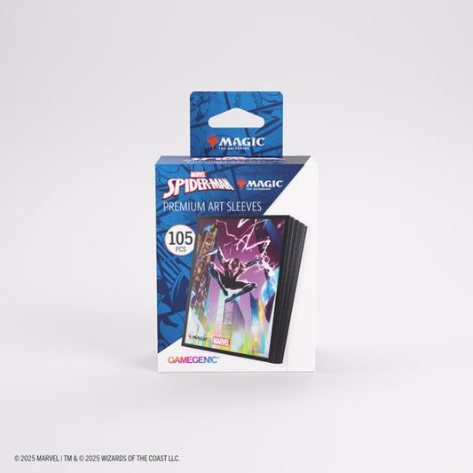 Enhance your game and protect your cards in style.These premium-quality, full-color printed Art Sleeves with textured finish are a must-have for every fan of the game. The matte back and clear front provide an exceptional tactile feel and an incredibly smooth shuffle experience. Each pack includes 105 sleeves and comes in fully plastic-free full-art packaging with a retractable hanger.