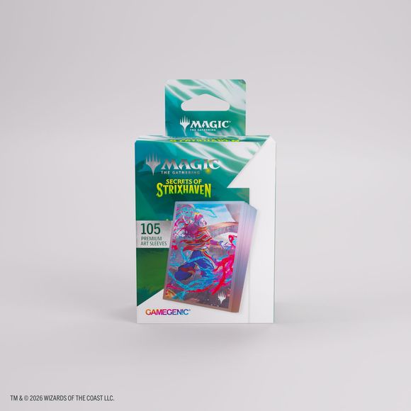 Enhance your game and protect your cards in style. These premium-quality, full-color printed Art Sleeves with textured finish are a must-have for every fan of the game. The matte back and clear front provide an exceptional tactile feel and an incredibly smooth shuffle experience. Each pack includes 105 sleeves and comes in fully plastic-free full-art packaging with a retractable hanger.