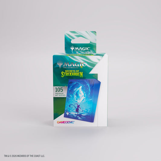 Enhance your game and protect your cards in style. These premium-quality, full-color printed Art Sleeves with textured finish are a must-have for every fan of the game. The matte back and clear front provide an exceptional tactile feel and an incredibly smooth shuffle experience. Each pack includes 105 sleeves and comes in fully plastic-free full-art packaging with a retractable hanger.