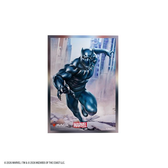 OFFICIAL MARVEL X MAGIC DESIGN: Premium card sleeves featuring officially licensed Black Panther artwork combining Marvel Super Heroes with Magic: The Gathering style.

PROTECTS VALUABLE CARDS: Durable sleeves help prevent bent corners, scratches, and wear during gameplay and shuffling.

TEXTURED MATTE SHUFFLE FEEL: Matte back and clear front provide smooth shuffling and excellent card visibility during play.

STANDARD CARD SIZE COMPATIBILITY: Optimized for Magic: The Gathering cards and compatible with oth