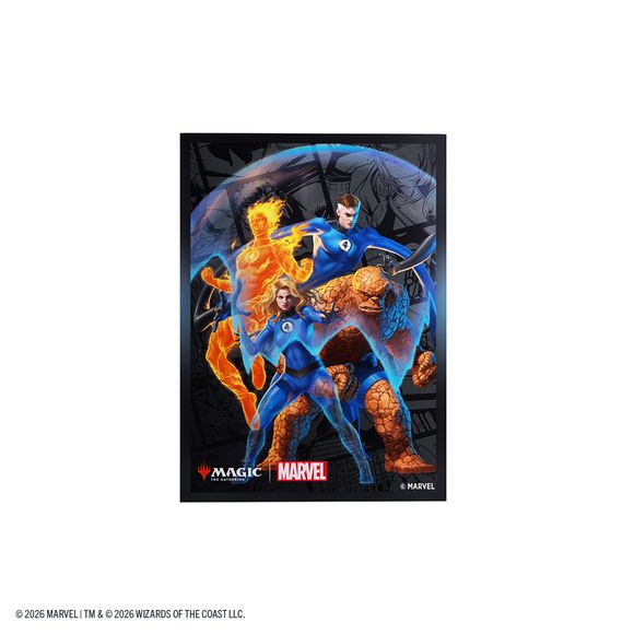 OFFICIAL MARVEL X MAGIC DESIGN: Premium card sleeves featuring officially licensed Fantastic Four artwork combining Marvel Super Heroes with Magic: The Gathering style.

PROTECTS VALUABLE CARDS: Durable sleeves help prevent bent corners, scratches, and wear during gameplay and shuffling.

TEXTURED MATTE SHUFFLE FEEL: Matte back and clear front provide smooth shuffling and excellent card visibility during play.

STANDARD CARD SIZE COMPATIBILITY: Optimized for Magic: The Gathering cards and compatible with ot