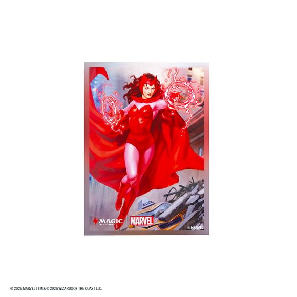 OFFICIAL MARVEL X MAGIC DESIGN: Premium card sleeves featuring officially licensed Scarlet Witch artwork combining Marvel Super Heroes with Magic: The Gathering style.

PROTECTS VALUABLE CARDS: Durable sleeves help prevent bent corners, scratches, and wear during gameplay and shuffling.

TEXTURED MATTE SHUFFLE FEEL: Matte back and clear front provide smooth shuffling and excellent card visibility during play.

STANDARD CARD SIZE COMPATIBILITY: Optimized for Magic: The Gathering cards and compatible with oth