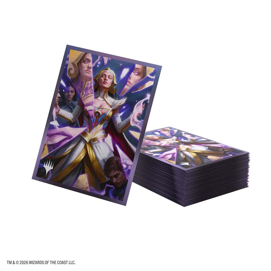 Protect your deck with Magic: The Gathering Reality Fracture Premium Art Sleeves featuring Return to the Light Realms. These officially licensed MTG card sleeves include 105 sleeves with vibrant full-color artwork and a textured matte back for a comfortable grip and smooth shuffling. The clear front keeps card faces easy to view while providing reliable protection during play and storage. Ideal for Commander, Standard, and other Magic formats, these premium sleeves come in plastic-free full-art packaging wi