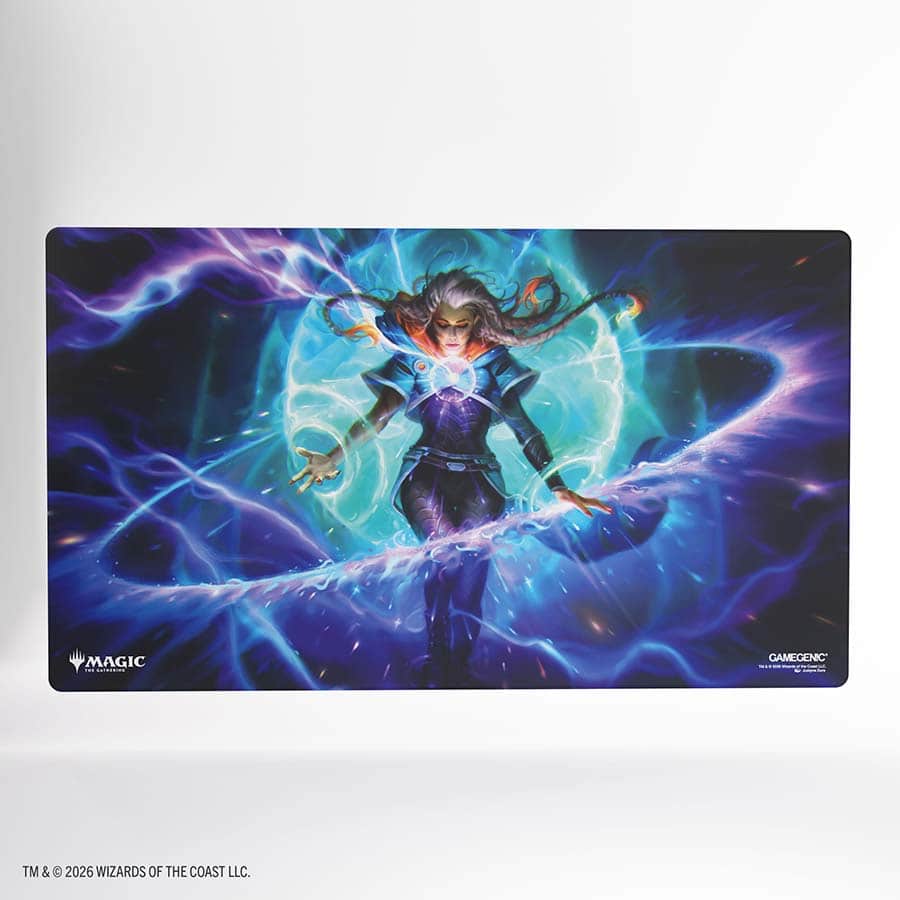 Upgrade your tabletop with the Magic: The Gathering Reality Fracture Prime Playmat featuring Entrust the Spark artwork. This officially licensed MTG playmat features vibrant full-color printing, a smooth ultrafine fabric surface for easy card movement, and 2mm soft cushioning to help protect cards during play. The anti-slip backing keeps the mat securely in place, while Gamegenic’s premium flat stitching helps prevent cards and sleeves from catching on the edges. Ideal for Magic players, collectors, Command
