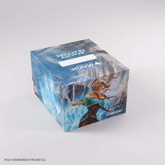 Carry and protect your Commander deck with the Magic: The Gathering Reality Fracture Soft Crate 100+ XL Sideloading featuring Tam Beleren, Conflicted/Jace, Building Reality. This MTG deck box holds up to 100 double-sleeved cards in extra-thick inner sleeves or up to 120 single-sleeved cards. An integrated token box provides storage for dice, counters, and other accessories. Both compartments feature a secure smart click-lock mechanism, making this compact sideloading deck box a practical choice for Commande