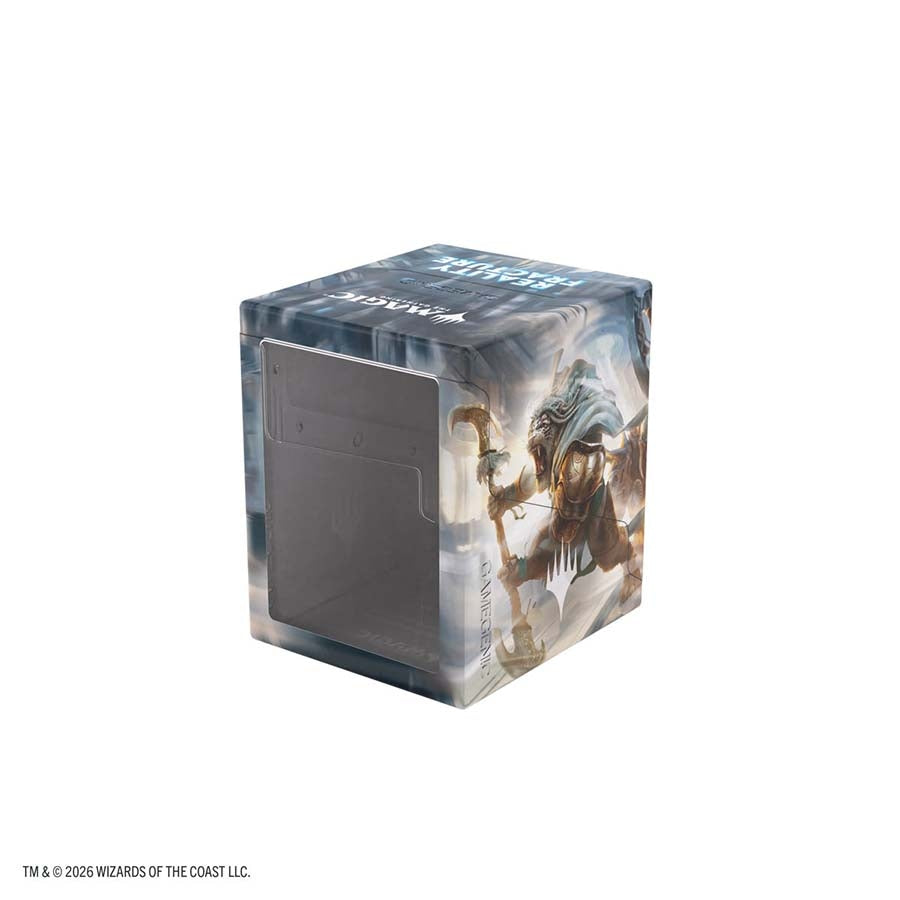 Protect and display your deck with the Magic: The Gathering Reality Fracture Bastion 100+ XL featuring Charge the Sanctum artwork. This officially licensed MTG deck box holds 100+ double-sleeved cards and features a durable, rock-solid construction for secure storage and transport. A unique clear rear window lets you showcase your Commander or top card without opening the box, making deck identification quick and easy. Ideal for Commander players and collectors looking for a sturdy, premium Magic: The Gathe