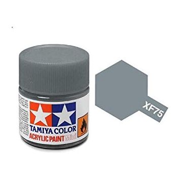 Tamiya Acrylic Paints are made from water-soluble acrylic resins and are excellent for either brush or spray painting. These paints can be used on styrol resins, styrofoam, wood, plus all of the common model plastics. The paint covers well, flows smoothly with no blushing or fading, and can be blended easily. 10ml screw top bottle. 

Proper ratio for paint thickness differs according to weather conditions. Rough guidelines of thinning ratio is2:1-3:1 ( Tamiya Acrylic paint : thinner).

Continental US Sh