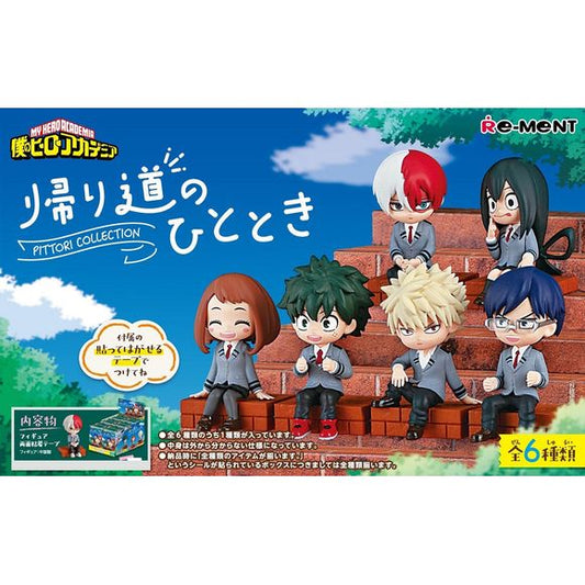 From the popular My Hero Academia series comes a box of 6 Pittori Collection figures! Each adorable figure can be displayed on the edge of a surface and come with double-sided adhesive for a snug fit.
