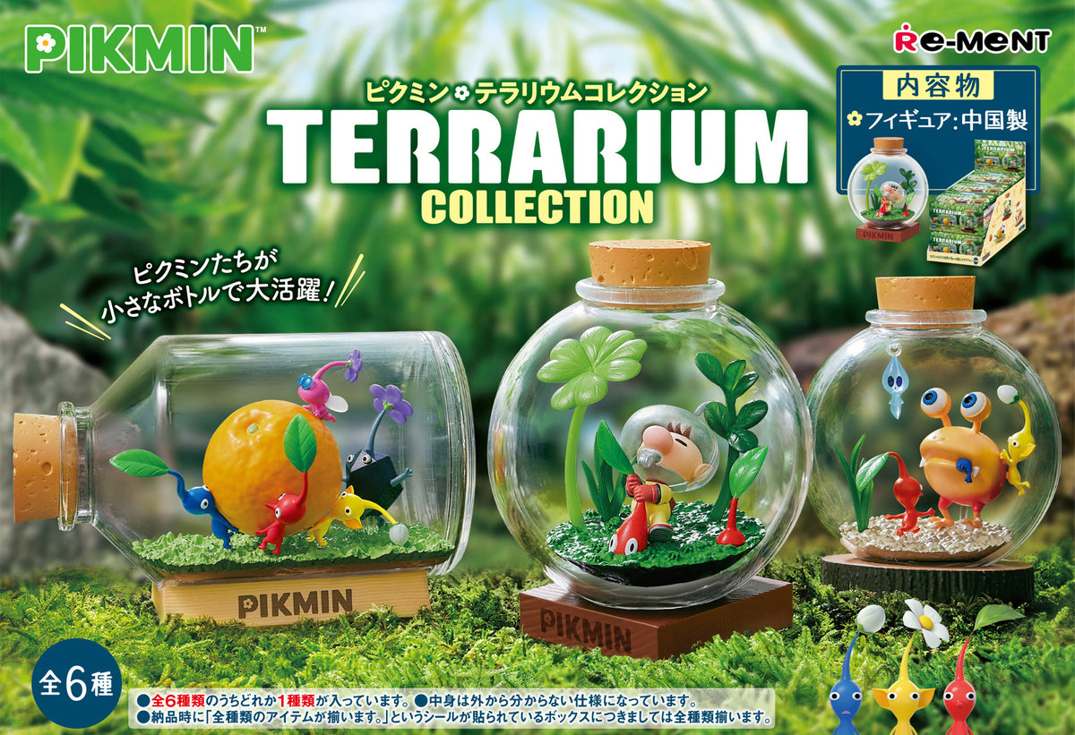 Re-Ment's lineup of "Pikmin" terrarium-type displays is back! Each of the six little dioramas in this set gives us a colorful and detailed glimpse into the world of the Pikmin. There are six different items to collect and trade, and you'll random figure. Place your order today!

[Lineup]:

Pulled out
Carry
Fight
Resistant to fire
Take a break at the waterside
Leave the electricity