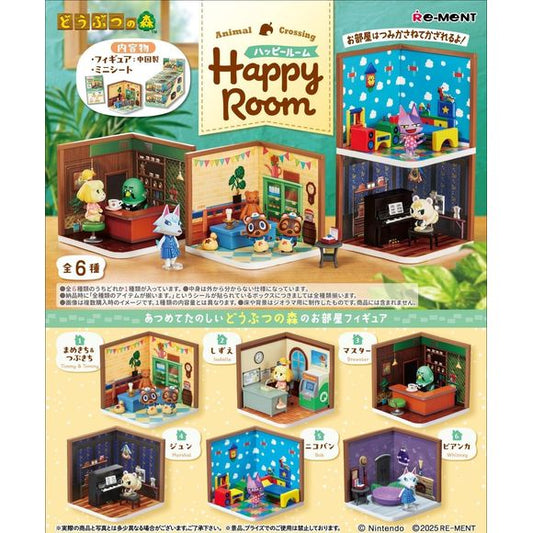 Create your own cozy island home with the Animal Crossing: Happy Room Blind Box from Re-Ment. Inspired by the beloved Nintendo game series, this collectible miniature set features detailed room scenes and popular villagers from Animal Crossing.

Each blind box contains a room corner display complete with furniture, accessories, and a character figure, faithfully recreating the warm and charming atmosphere of island life. Collect all six designs to build a delightful miniature neighborhood filled with famili
