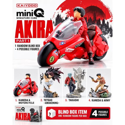 <p>Experience the world of <em>AKIRA</em> in miniature with the <strong>Kaiyodo miniQ AKIRA Part 1 "Kaneda" Figure Blind Box</strong>!</p>

<p>Originally inspired by Kaiyodo's classic AKIRA miniature figures, this updated miniQ collection recreates memorable characters and scenes from the legendary anime and manga with impressive detail in a compact display size.</p>

<p>Each blind box contains <strong>1 randomly selected pre-painted figure</strong> from a lineup of 4 possible designs. From Kaneda and his i