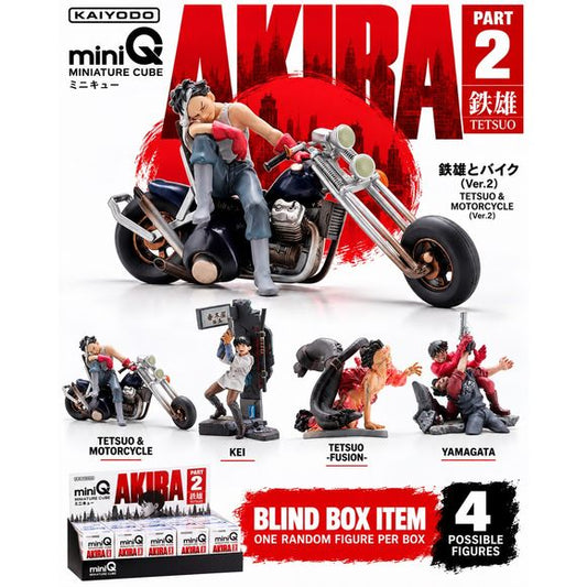 <p><strong>Each blind box contains 1 random figure. There are 4 different figures to collect. Specific figures cannot be selected.</strong></p>

<p>Return to the unforgettable world of <strong>AKIRA</strong> with the <strong>Kaiyodo miniQ AKIRA Part.2 “Tetsuo”</strong> collectible figure series!</p>

<p>This second miniQ assortment focuses on Tetsuo and other memorable characters from the legendary anime film, recreating iconic scenes in Kaiyodo's compact miniature format. Each figure features detailed scul