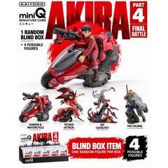 <p><strong>Each blind box contains 1 random figure. There are 4 different figures to collect. Specific figures cannot be selected.</strong></p>

<p>Recreate the climactic moments of <strong>AKIRA</strong> with the <strong>Kaiyodo miniQ AKIRA Part.4 “Final Battle”</strong> collectible figure series!</p>

<p>This fourth miniQ assortment focuses on some of the most dramatic scenes and characters from the legendary anime film. Each miniature display features detailed sculpting, dynamic poses, and scene-specific