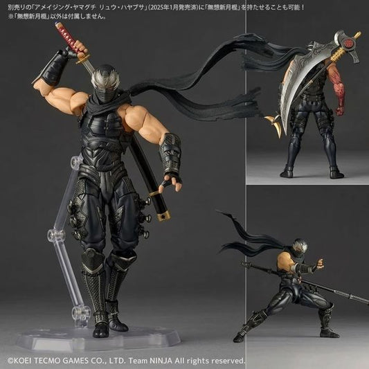 <p>The legendary Dragon Ninja returns with the <strong>Ryu Hayabusa Revoltech Amazing Yamaguchi</strong> action figure from Kaiyodo, based on his appearance in <em>NINJA GAIDEN 3: Razor's Edge</em>!</p>

<p>Ryu's redesigned shinobi outfit is recreated with detailed sculpting and Kaiyodo's signature high-mobility articulation system. His battle-worn scarf is articulated to flow with his movement, while the cursed right arm from <em>Razor's Edge</em> is included along with an interchangeable normal right arm
