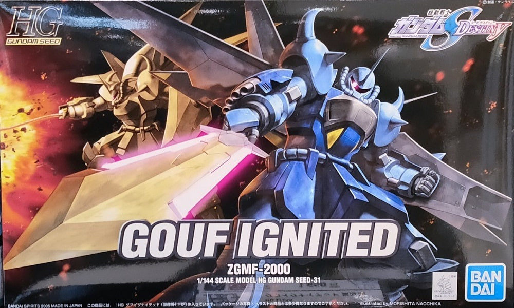 Beautiful snap-fit injection plastic kit of the Gouf Ignited comes with weaponry and a display stand for showing it off in flight. Polycaps ensure smooth joint movement. Foil and clear stickers are included for a perfect finish.