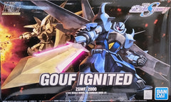 Beautiful snap-fit injection plastic kit of the Gouf Ignited comes with weaponry and a display stand for showing it off in flight. Polycaps ensure smooth joint movement. Foil and clear stickers are included for a perfect finish.