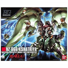 Designated with the number of the beast, NZ-666 Kshatriya is one devastatingly powerful Mobile Suit that's to be feared especially when it is equipped with multiple beam cannons on its chest and binders, as well as 24 funnels and four hidden arms underneath the binders. Nicknamed "The Sleeved," the Mobile Suit piloted by Neo-Zeon ace pilot Marida Cruz is represented in sharp detail as this snap-fit plastic kit model with parts molded in color and will stand 15.5cm tall upon completion. Its four binders are